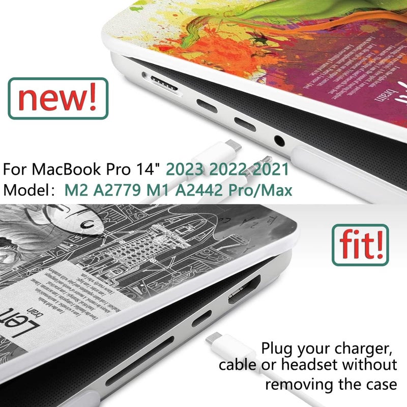 DONGKE Case for M5 MacBook Pro 14 inch 2025 2024-2021 M4 M3 M2 M1, Plastic Hard Shell Cover Compatible with A3434 A3112 A3401 A3185 A2992 A2779 A2442, Retina XDR Display & Touch ID, Right & Left Brain - Image 2